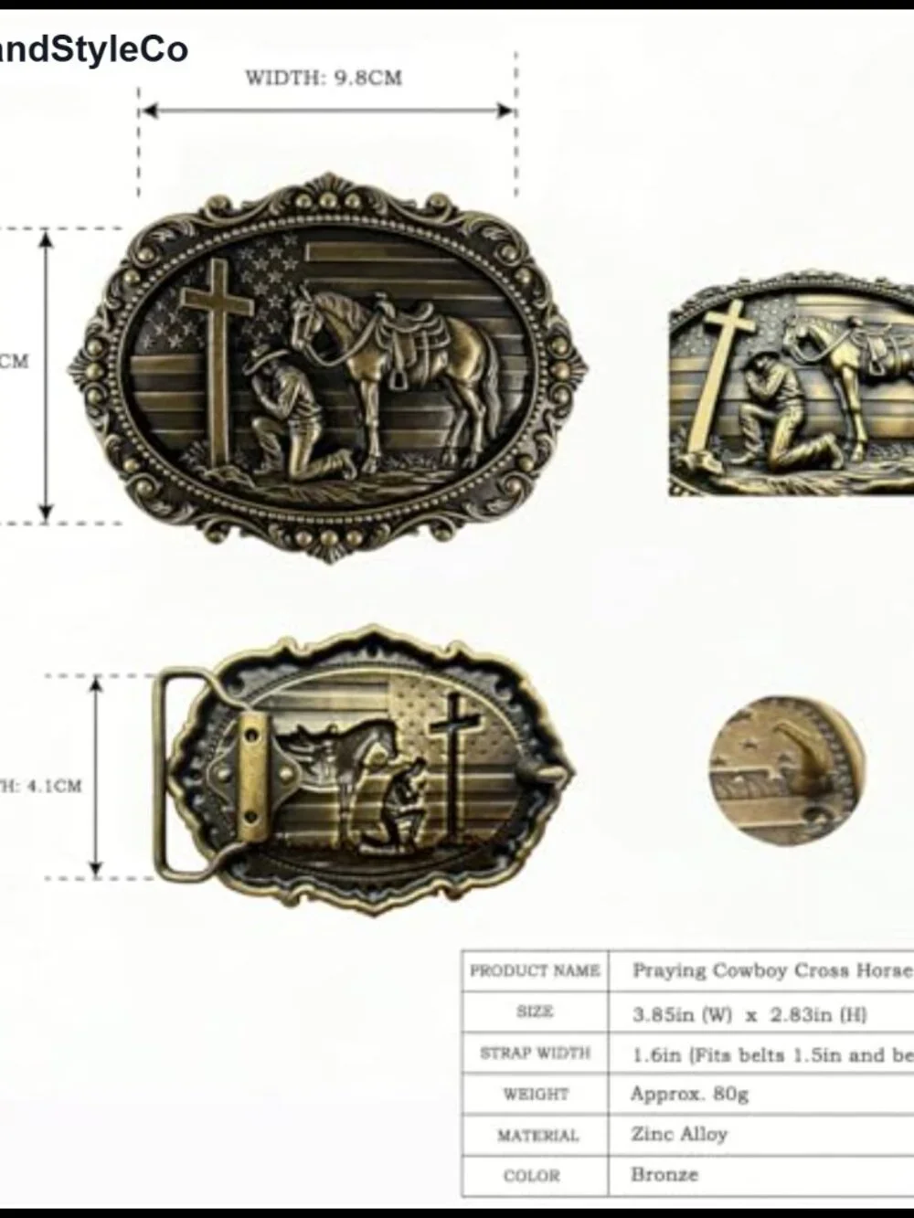 Vintage Rodeo Western Belt Buckle Eagle 1776 USA 250th Anniversary